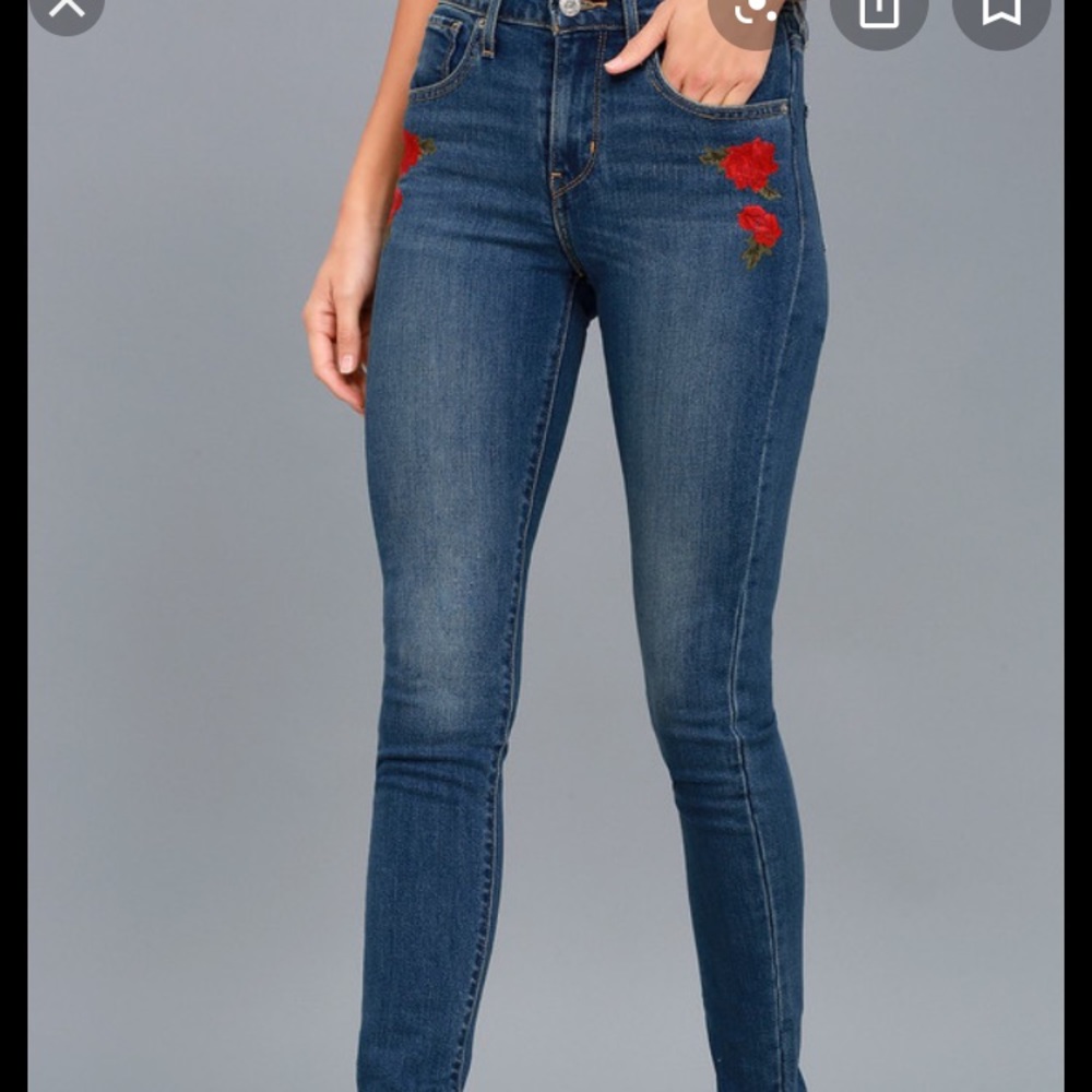 721 Levi’s with rose embroidery